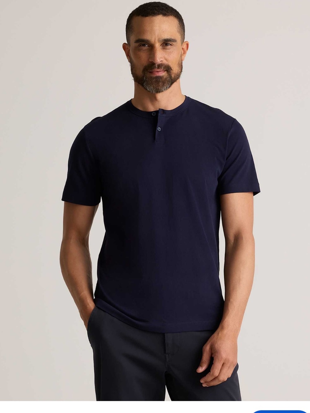 Quince 100% Pima Cotton Luxe Touch Henley T-Shirt Navy Blue Large NWOT